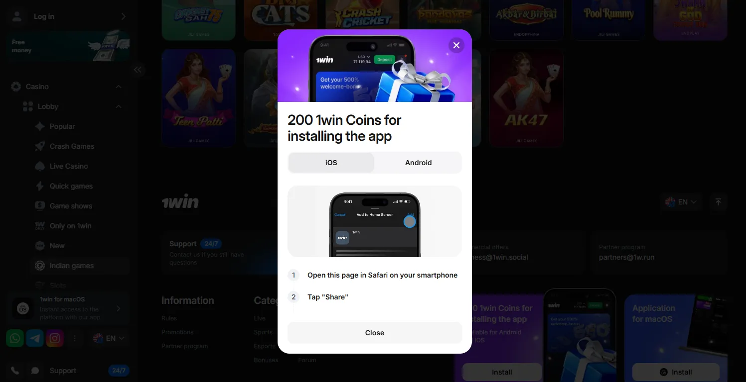 1win App for Mobile Casino and Betting